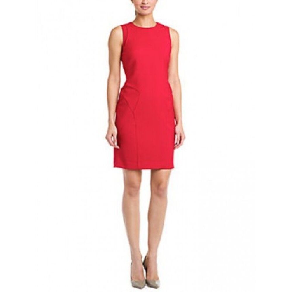 New Womens NWT Designer Paperwhite Collection Red Dress 12 Sheath Seamed Office
